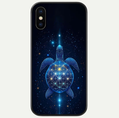 Crimson Blue Turtle Glass Case For iPhone X by Custom World