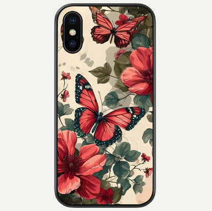 Crimson Butterfly Garden Glass Case For iPhone X by Custom World