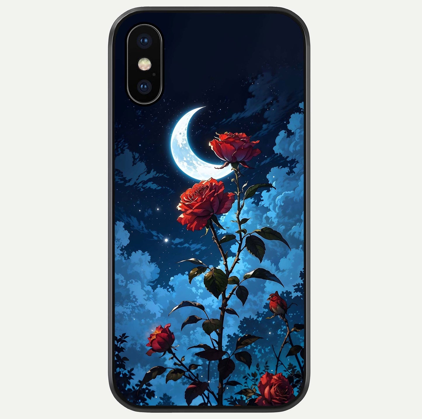 Crimson Rose Moon Glass Case For iPhone X by Custom World