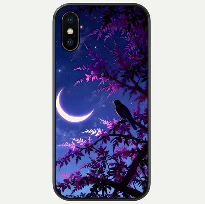 Crow & Moon Scenery Glass Case For iPhone X by Custom World
