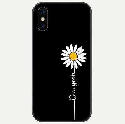 Custom Name White Flower Glass Case For iPhone X by Custom World