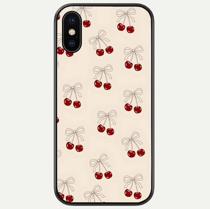 Cute Cherry Pattern Glass Case For iPhone X by Custom World