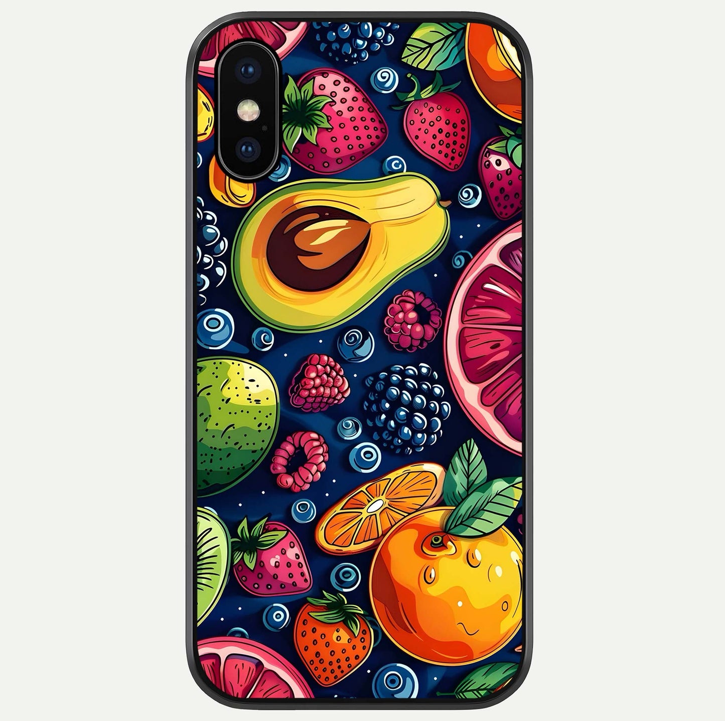Cute Fruits Art Glass Case For iPhone X by Custom World