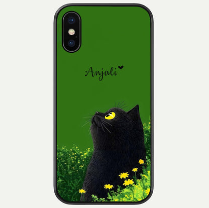Emerald Cat Custom Name Glass Case For iPhone X by Custom World