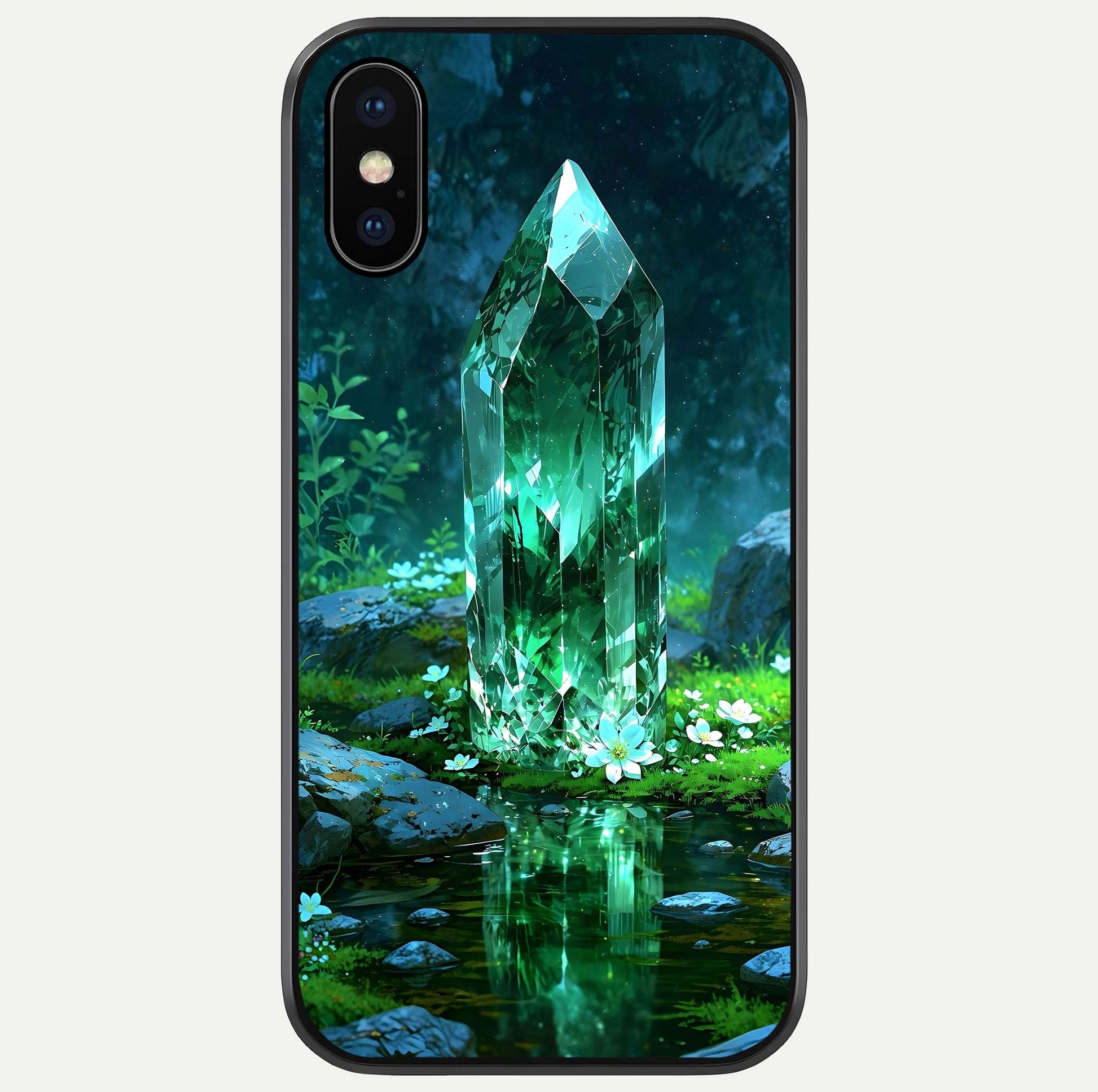 Emerald Light Crystal Glass Case For iPhone X by Custom World
