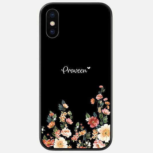 Floral Design Personalized Custom Name Glass Case For iPhone X by Custom World