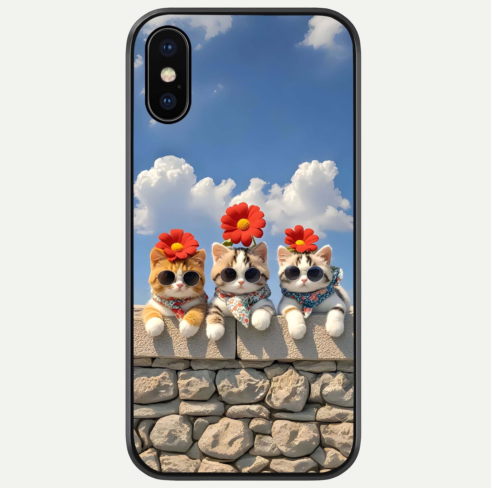 Floral Kitty Squad Glass Case For iPhone X by Custom World