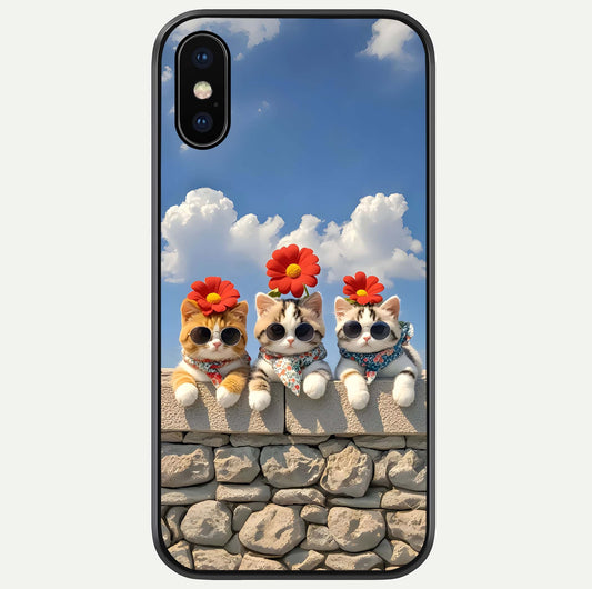 Floral Kitty Squad Glass Case For iPhone X by Custom World