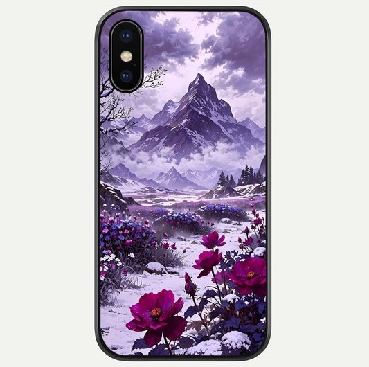Flower Mountain View Glass Case For iPhone X by Custom World