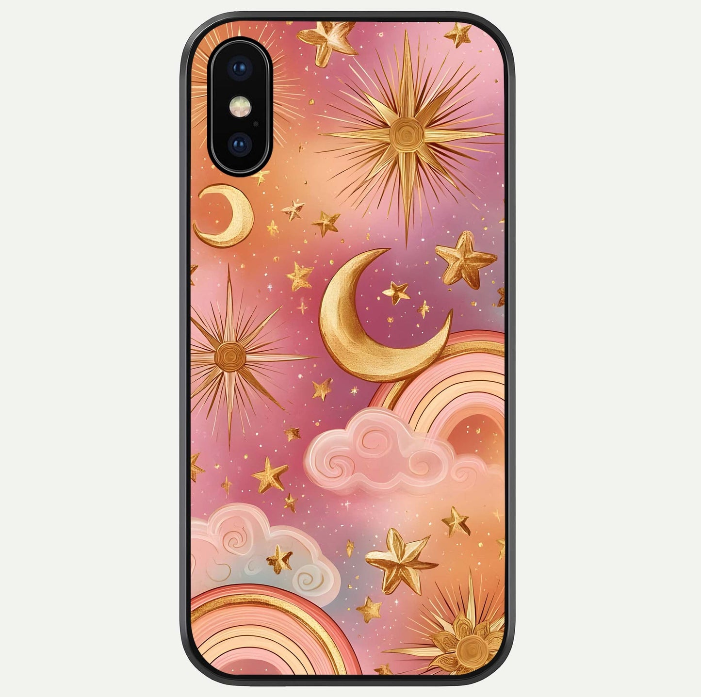 Golden Celestial Dreams Glass Case For iPhone X by Custom World
