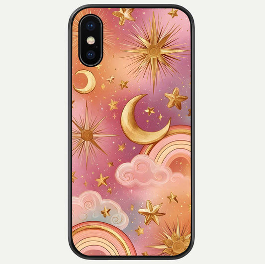 Golden Celestial Dreams Glass Case For iPhone X by Custom World