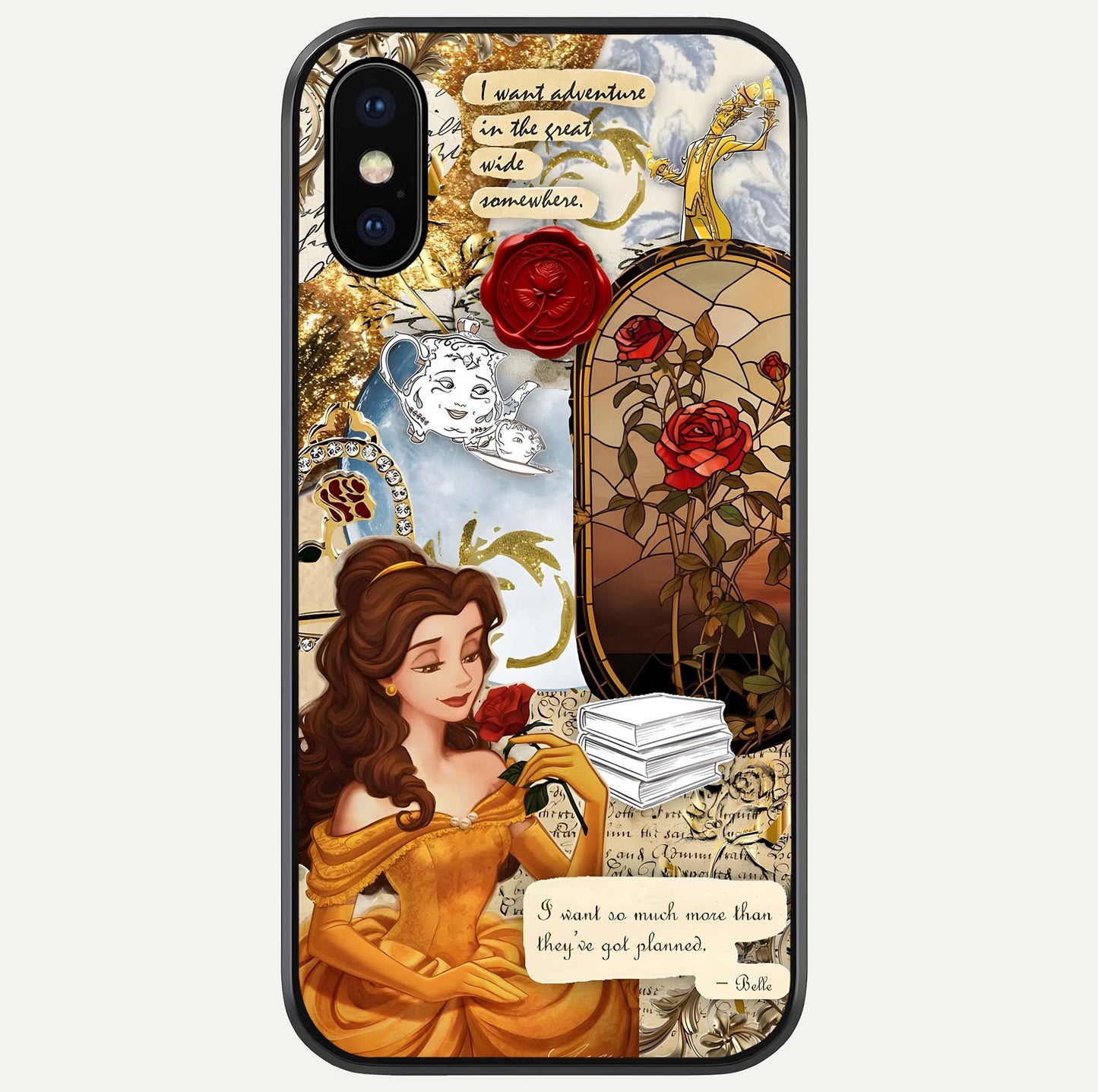 Golden Dream Belle Glass Case For iPhone X by Custom World
