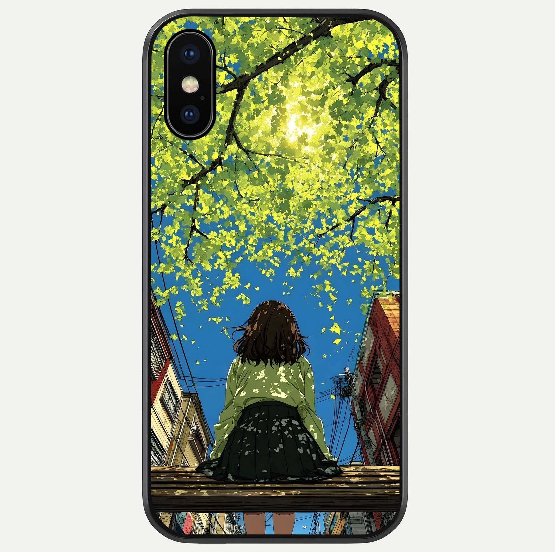 Golden Leaves Glow Glass Case For iPhone X by Custom World