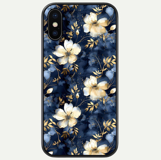 Golden Midnight Bloom Glass Case For iPhone X by Custom World