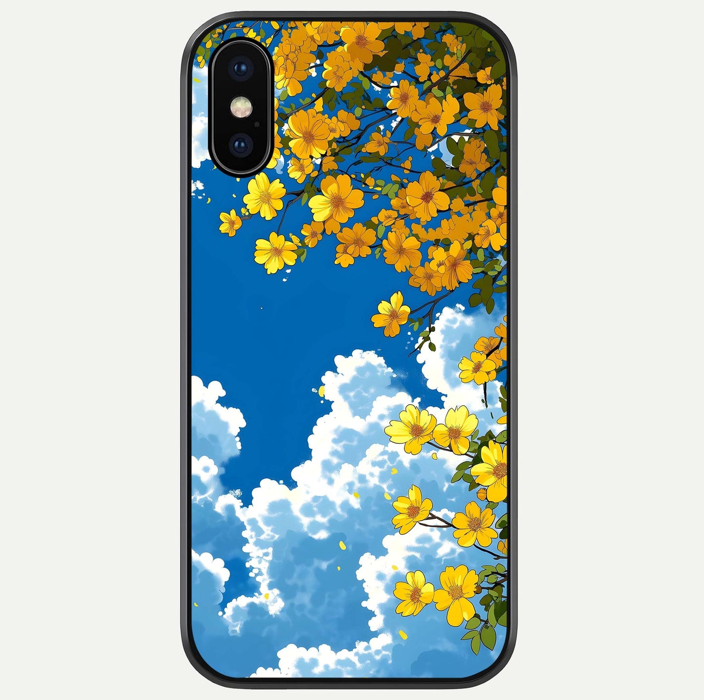 Golden Petal Sky Glass Case For iPhone X by Custom World