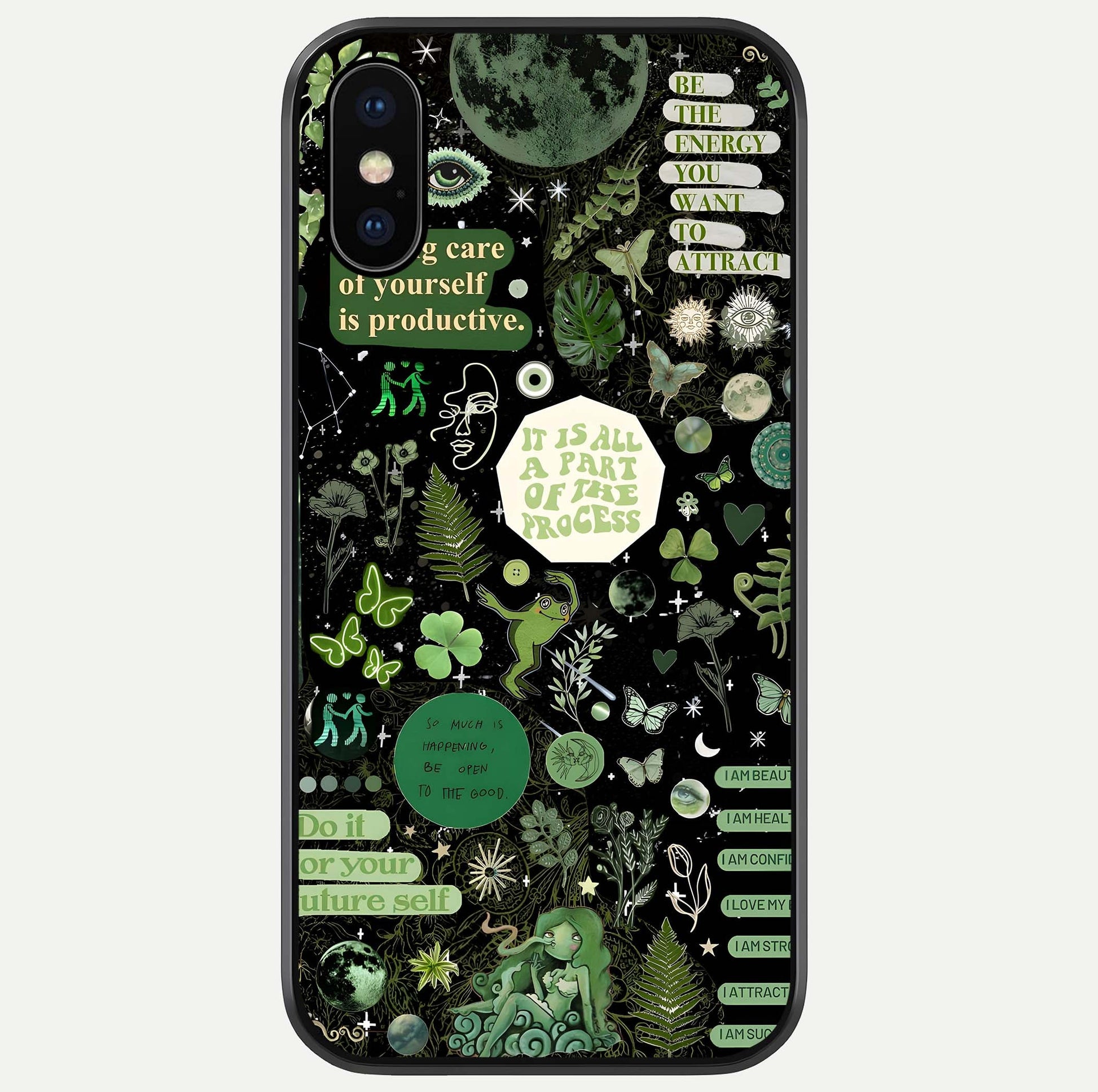 Green Moon Energy Glass Case For iPhone X by Custom World