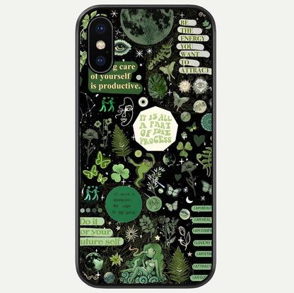 Green Moon Energy Glass Case For iPhone X by Custom World