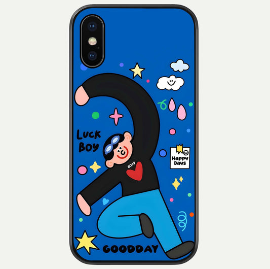 Happy Luck Vibe Glass Case For iPhone X by Custom World