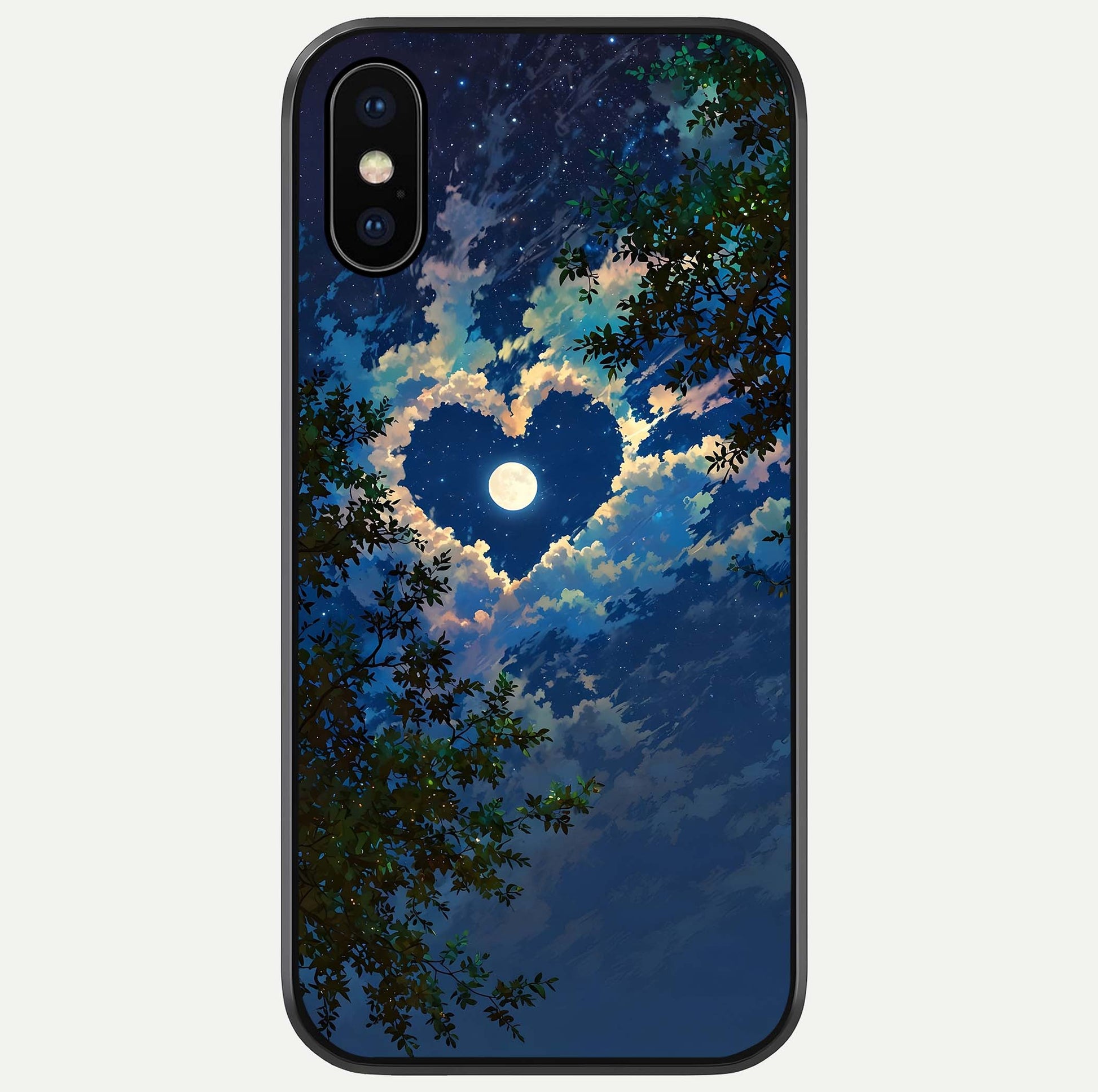 Heart With Moon Sky Glass Case For iPhone X by Custom World