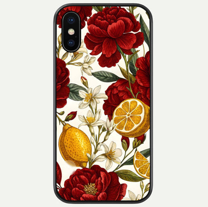Lemon Rose Charm Glass Case For iPhone X by Custom World
