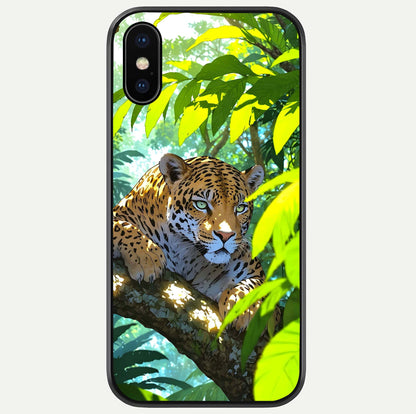 Leopard In Jungle Glass Case For iPhone X by Custom World