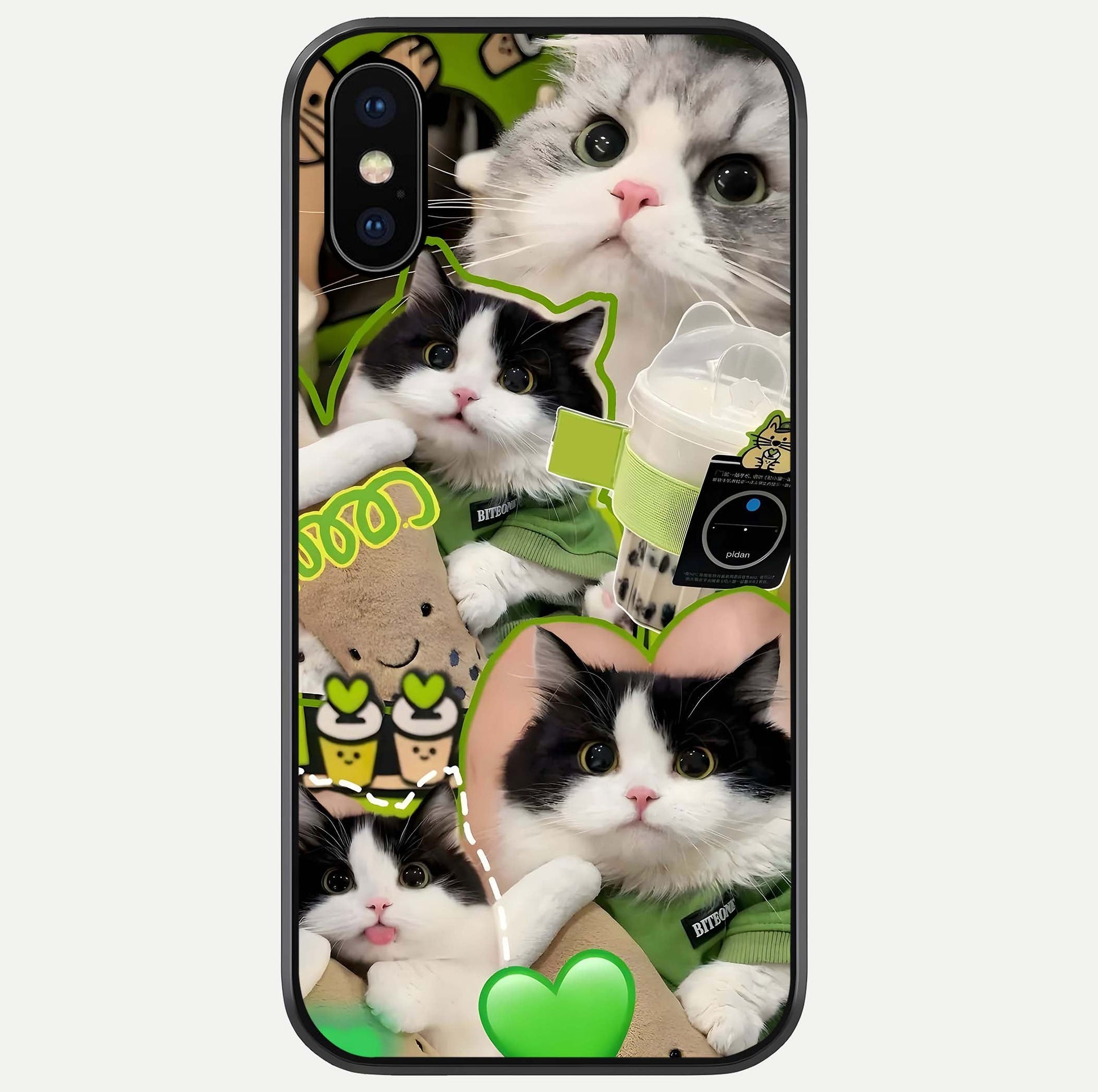 Matcha Cats Mood Glass Case For iPhone X by Custom World
