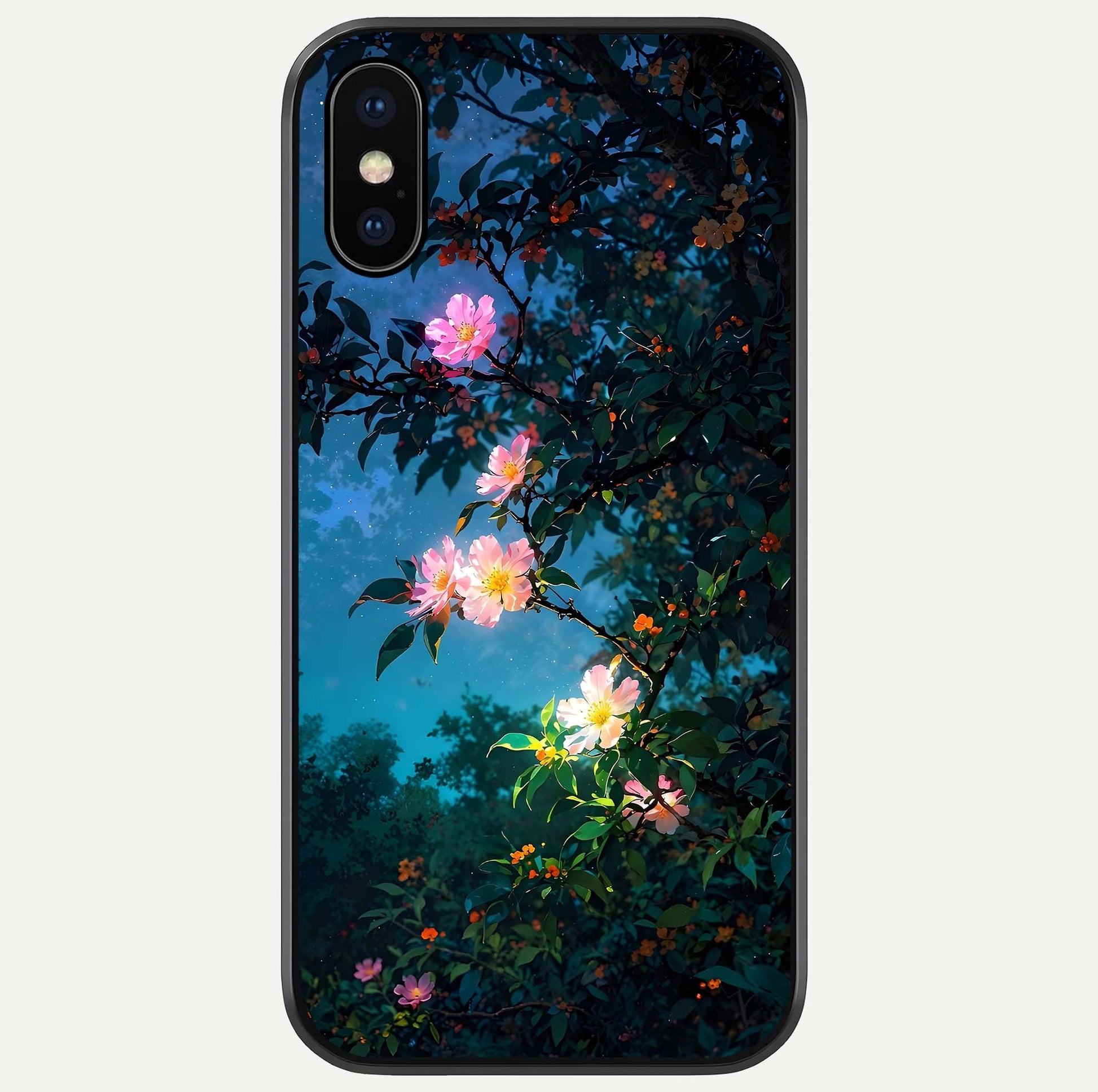 Midnight Bloom Glow Glass Case For iPhone X by Custom World