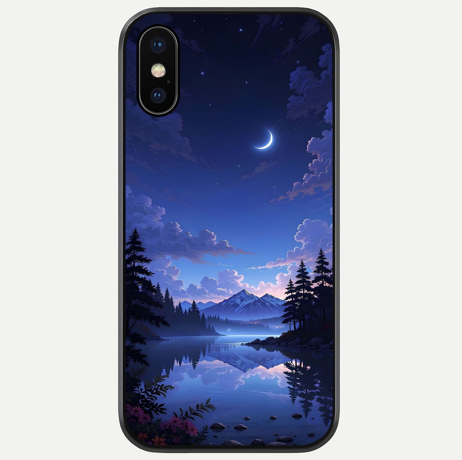 Midnight Lake Peace Glass Case For iPhone X by Custom World