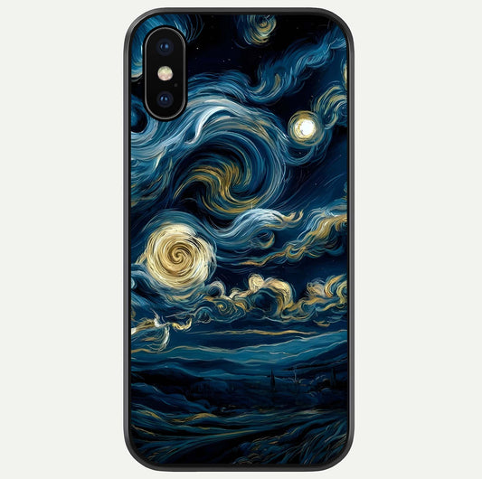 Midnight Sky Whirl Glass Case For iPhone X by Custom World
