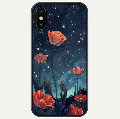 Midnight Tulip Glow Glass Case For iPhone X by Custom World