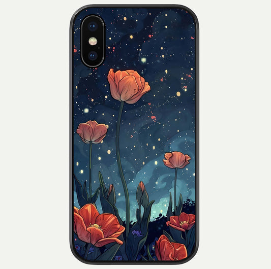 Midnight Tulip Glow Glass Case For iPhone X by Custom World