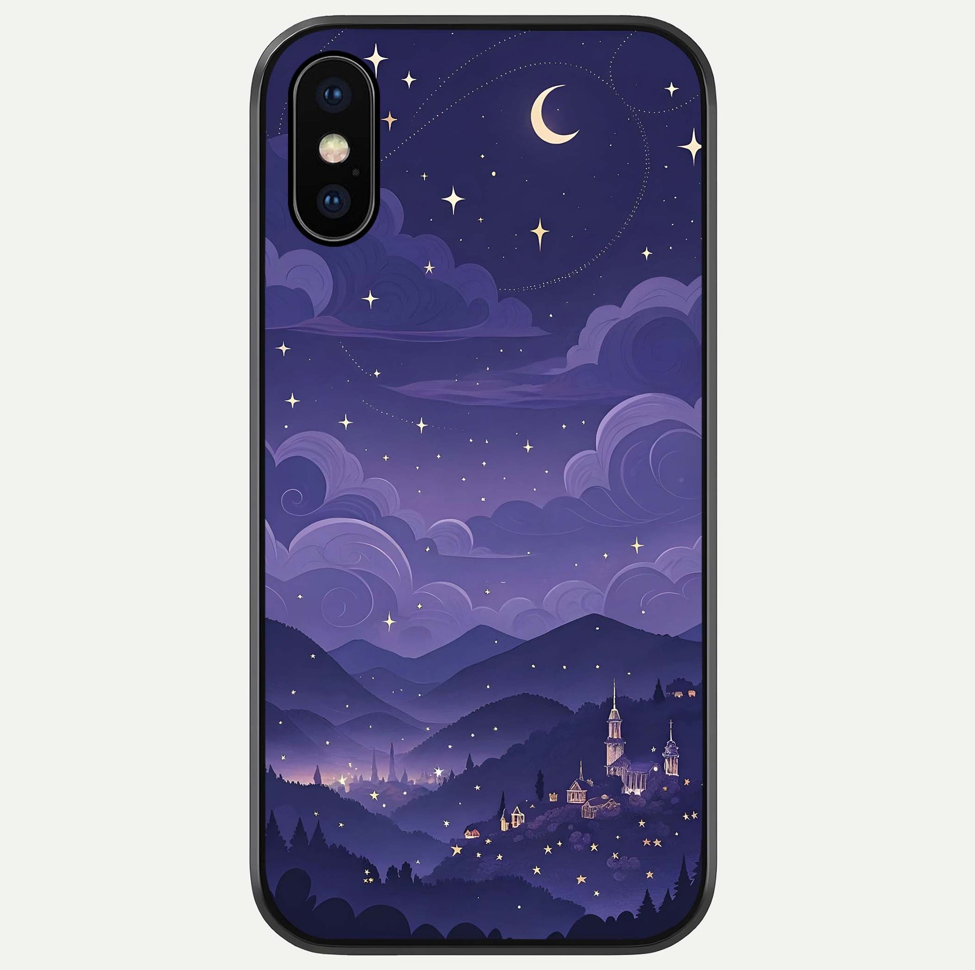 Minimal Night View Glass Case For iPhone X by Custom World