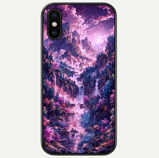 Mystic Cascade Peaks Glass Case For iPhone X by Custom World