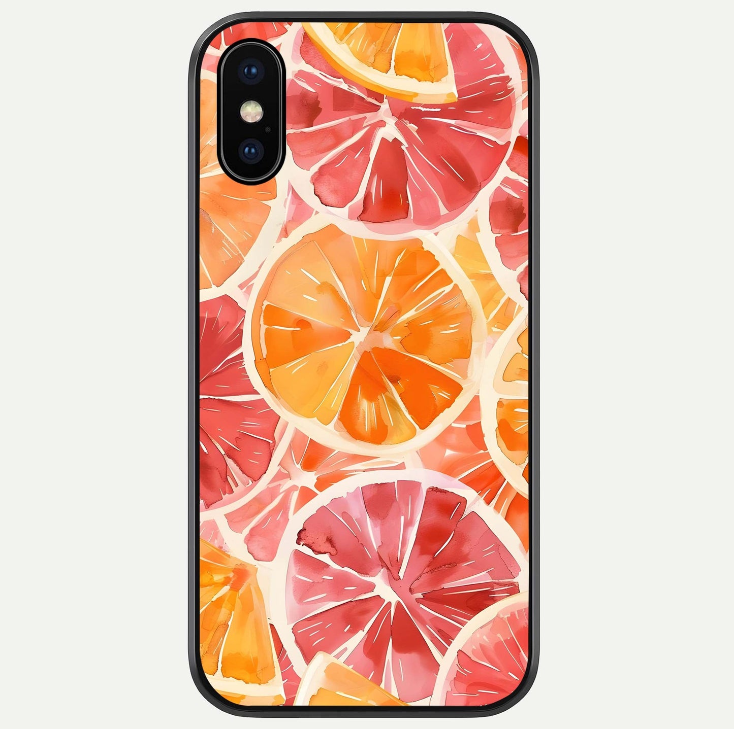 Orange Fruits Pattern Glass Case For iPhone X by Custom World