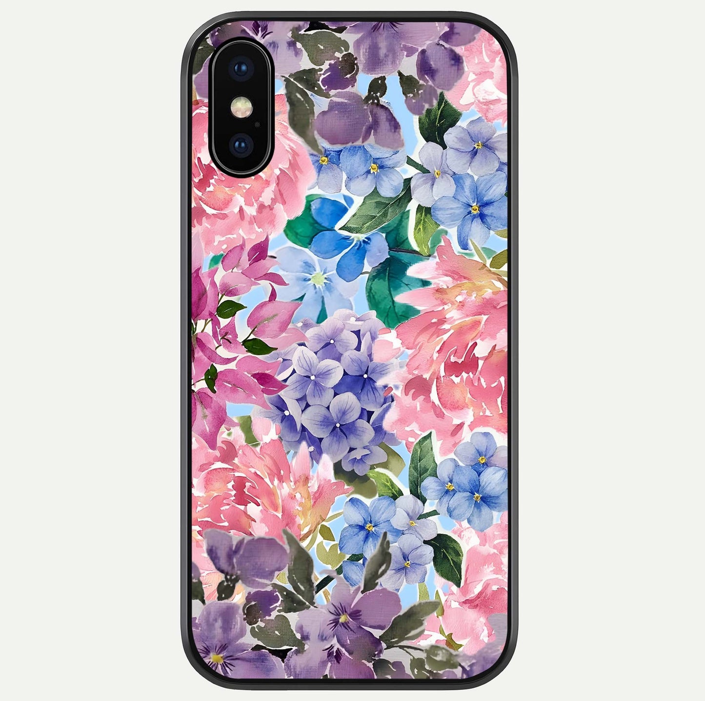 Pastel Floral Mix Glass Case For iPhone X by Custom World