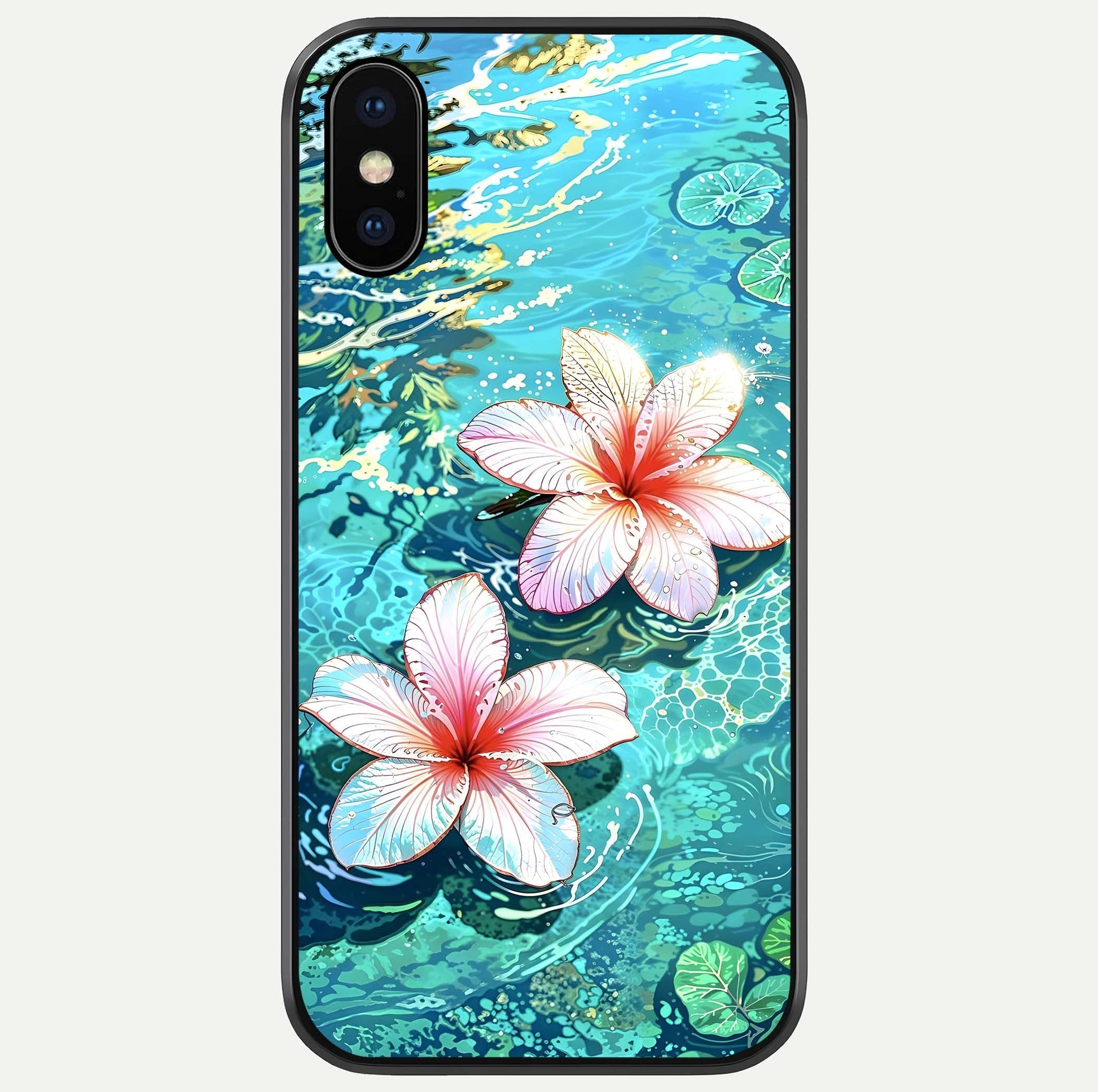 Pink Flowers in Water Glass Case For iPhone X by Custom World