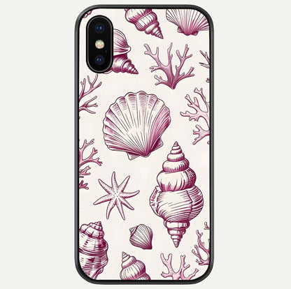 Pink Shells Outline Glass Case For iPhone X by Custom World