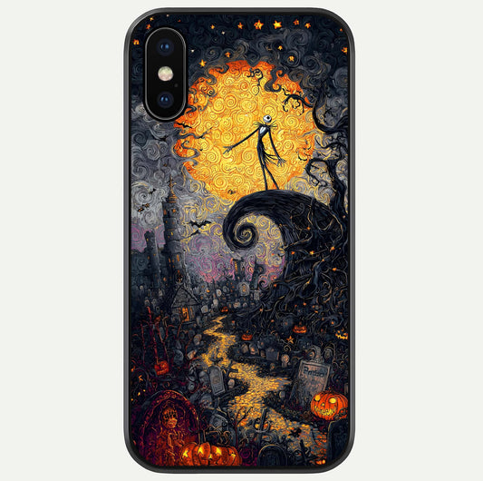 Pumpkin Moon Night Glass Case For iPhone X by Custom World