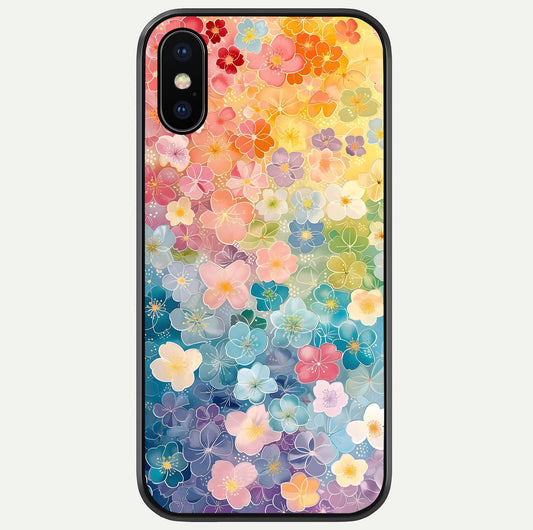 Rainbow Blossom Burst Glass Case For iPhone X by Custom World