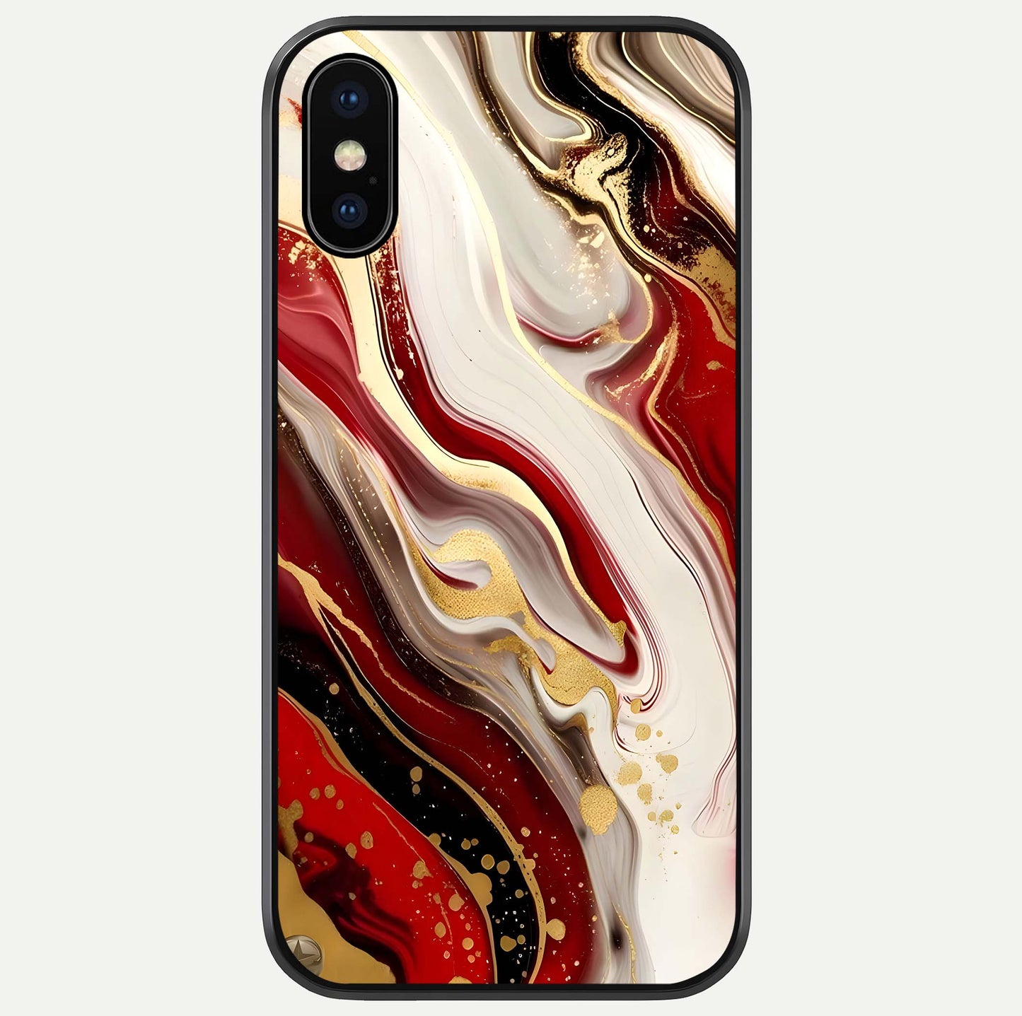 Red & White Marble Glass Case For iPhone X