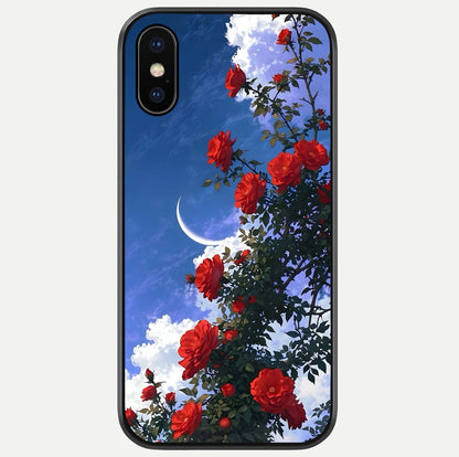 Rose Drift Flowers Glass Case For iPhone X by Custom World