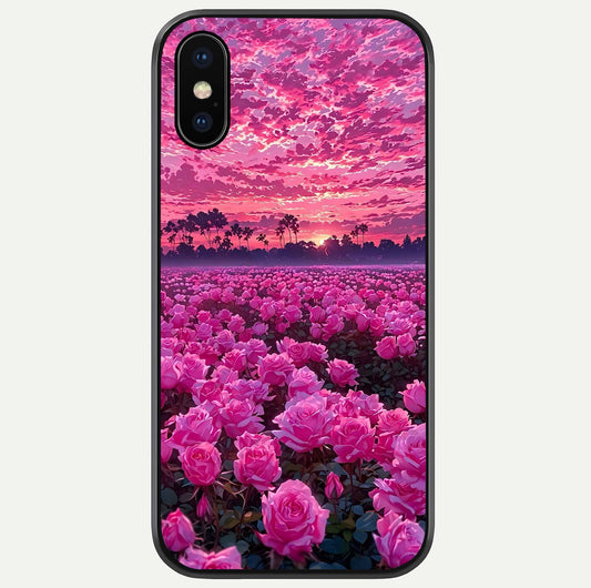 Rose Sunset Valley Glass Case For iPhone X by Custom World