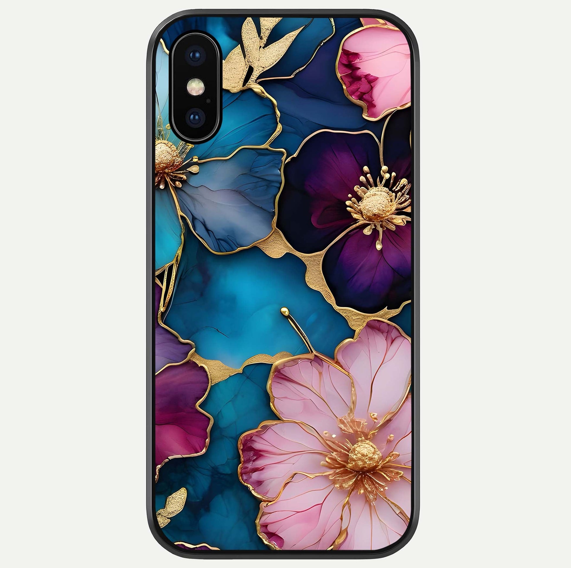 Sparkle Floral Glass Case For iPhone X by Custom World