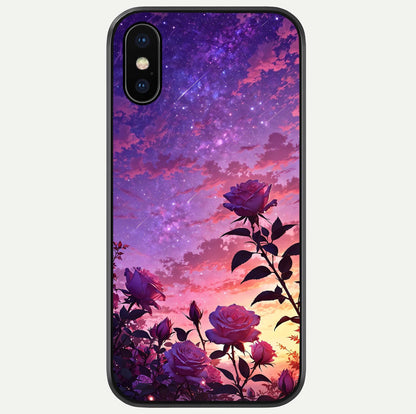 Starlit Rose Twilight Glass Case For iPhone X by Custom World