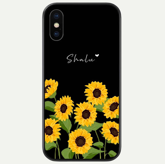 Sunflower Chic Mood Custom Name Glass Case For iPhone 16 Pro by Custom World