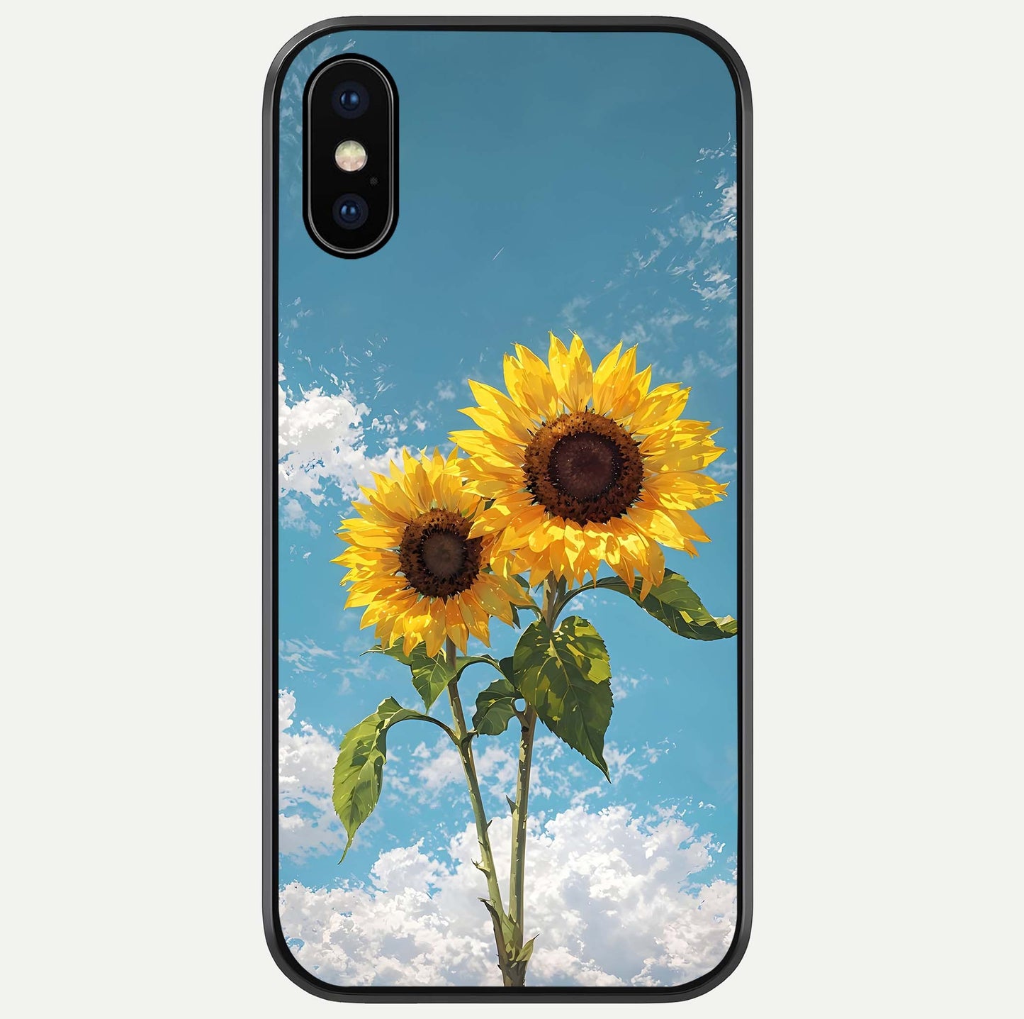 Sunflower Sky Bloom Glass Case For iPhone X by Custom World