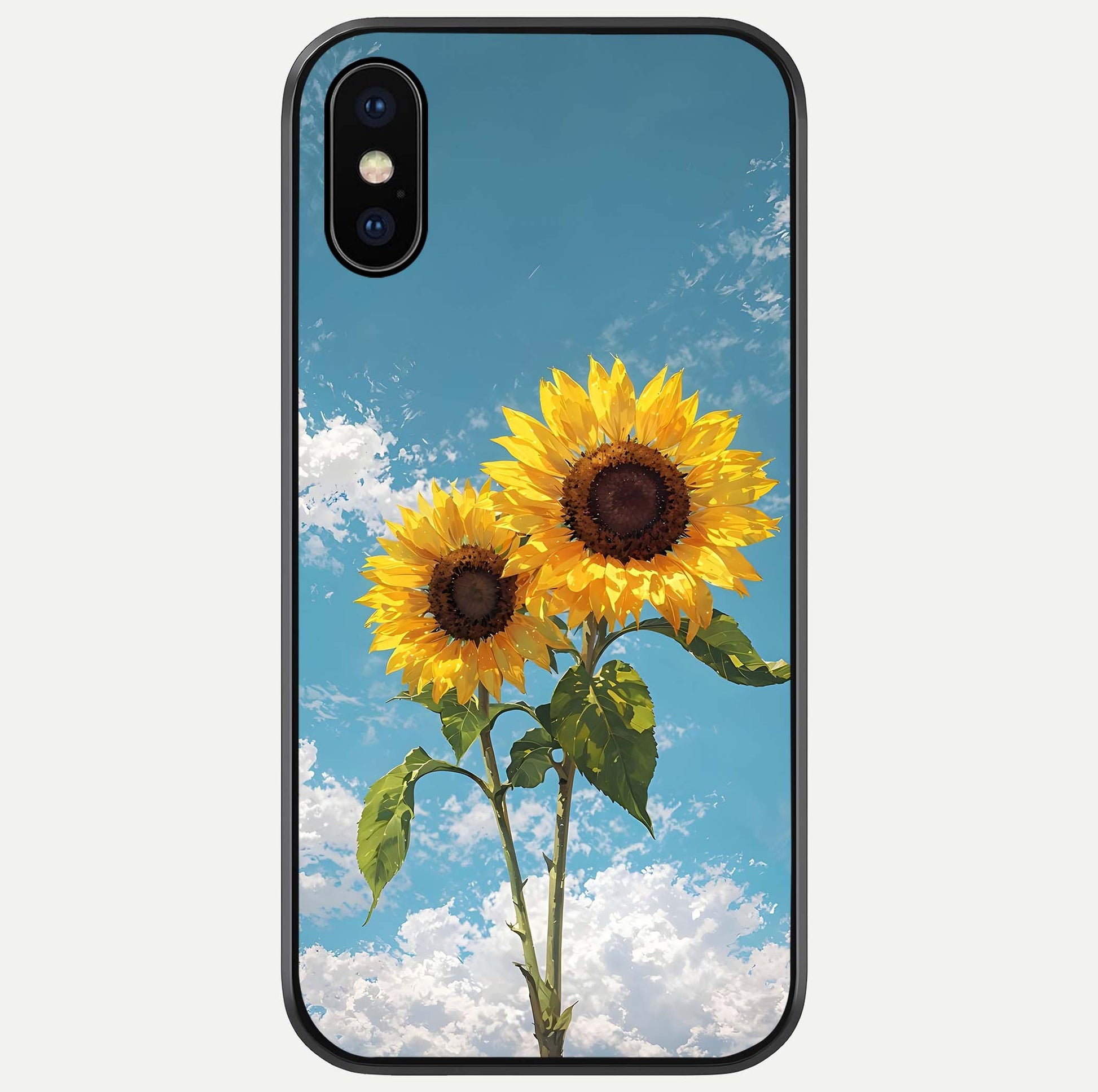 Sunflower Sky Bloom Glass Case For iPhone X by Custom World