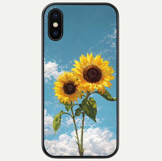Sunflower Sky Bloom Glass Case For iPhone X by Custom World