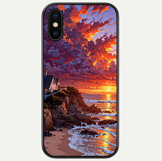 Sunset House By Sea Glass Case For iPhone X by Custom World