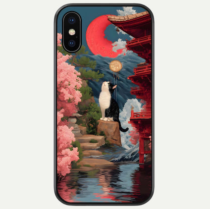 Temple Cat Scenery Glass Case For iPhone X by Custom World